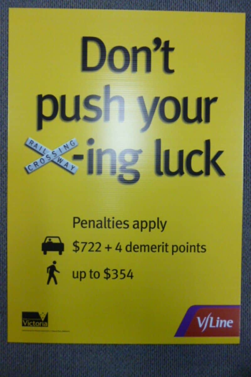 Railway Crossing Corflute Sign