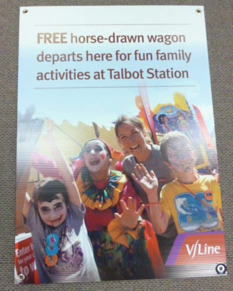 Vline Talbot Station Corflute Sign